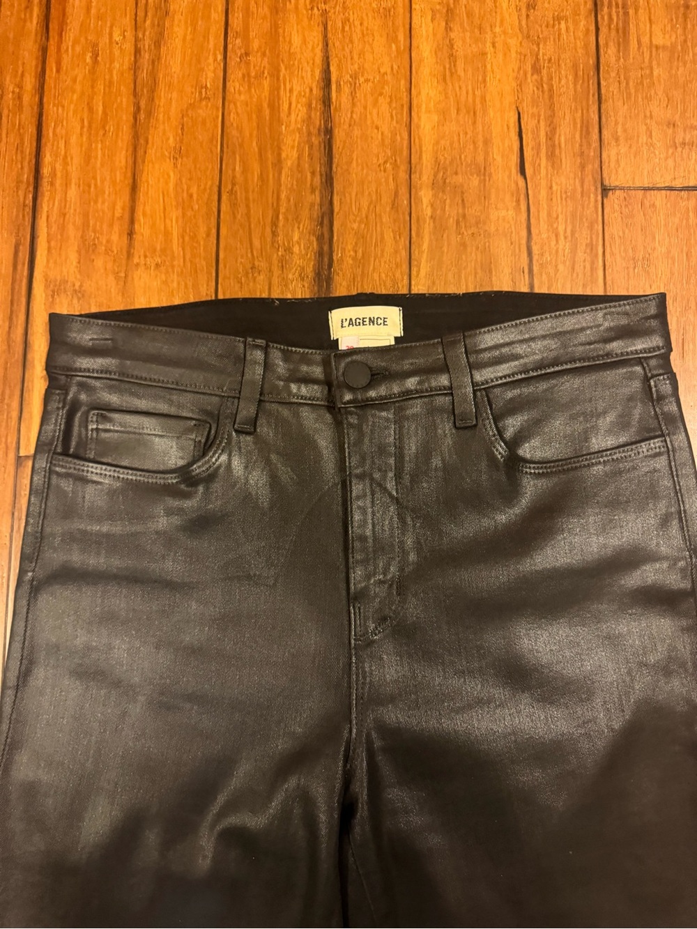 L'AGENCE Margot High-Rise Coated Skinny Jeans, size 30